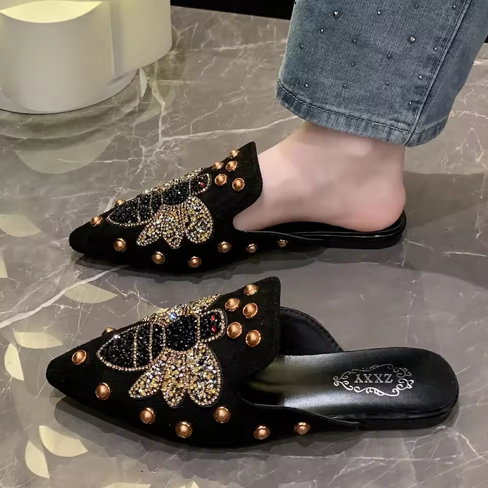 womens leather mules shoes