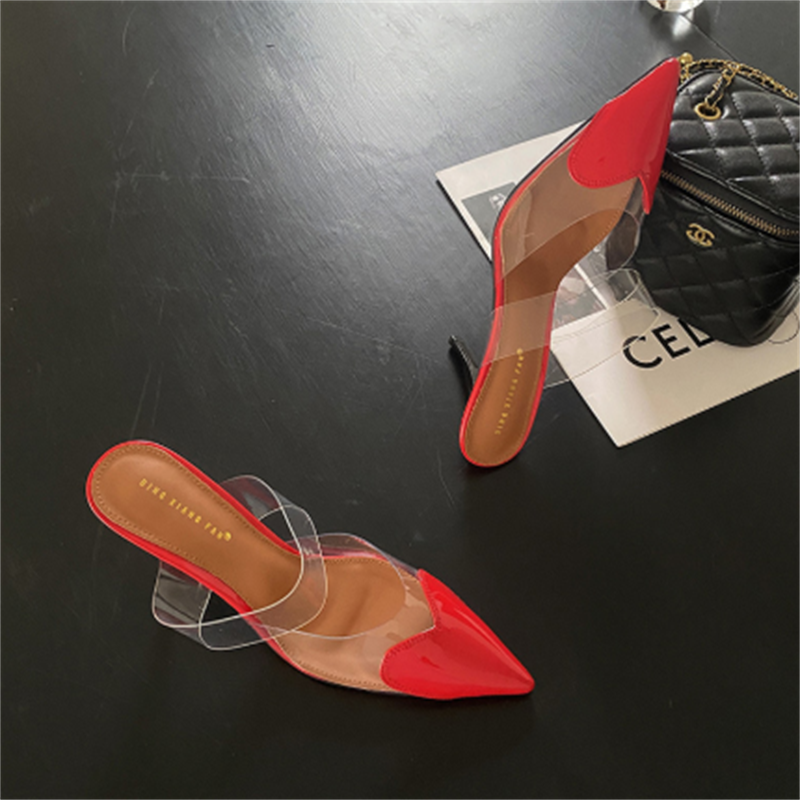 ladies red mule shoes