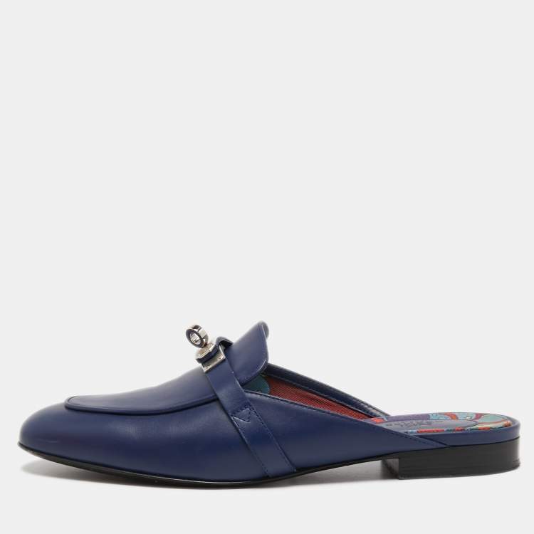 navy blue mules shoes