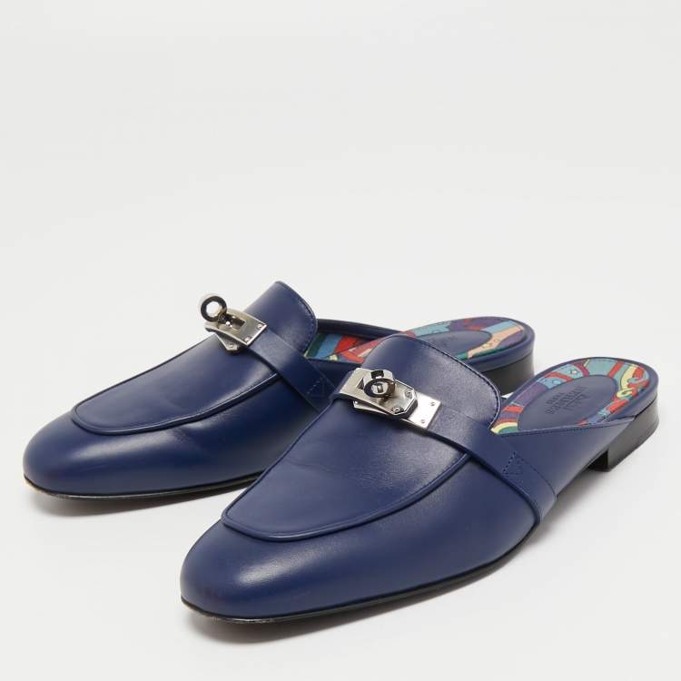 navy blue mules shoes